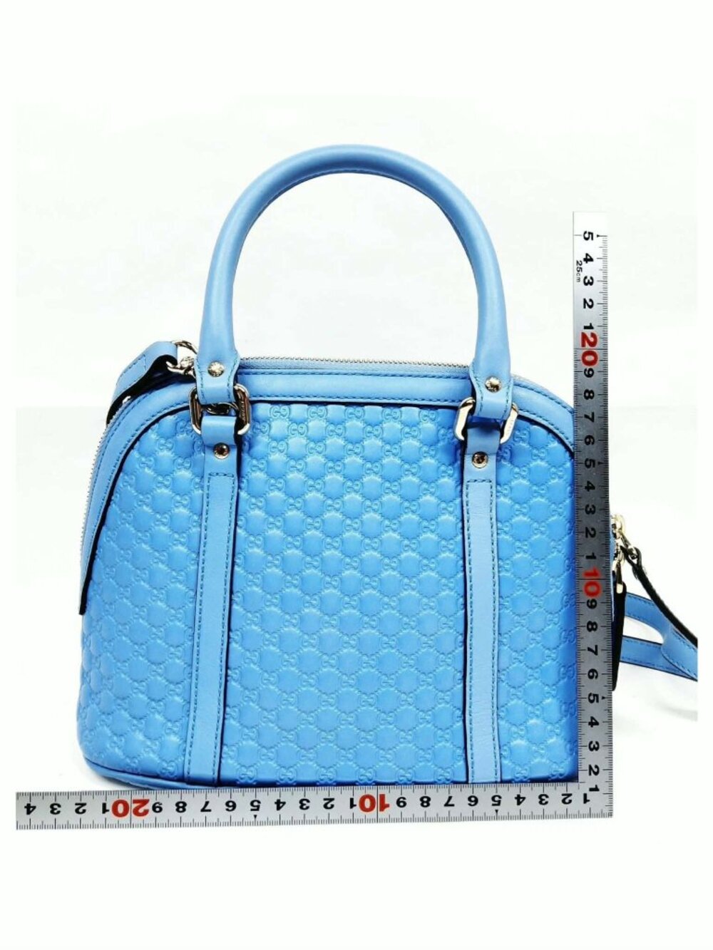 Authentic Gucci Microguccissima Dome Satchel Blue Leather Crossbody | Luxury - Picture 3 of 16
